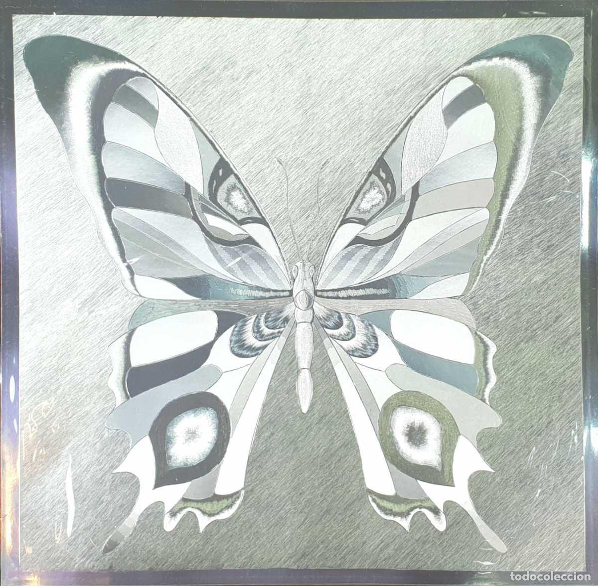 Arte: MARIPOSA. GRABADO HOLOGR&Aacute;FICO SOBRE L&Aacute;MINA PLATEADA. SIGLO XX.