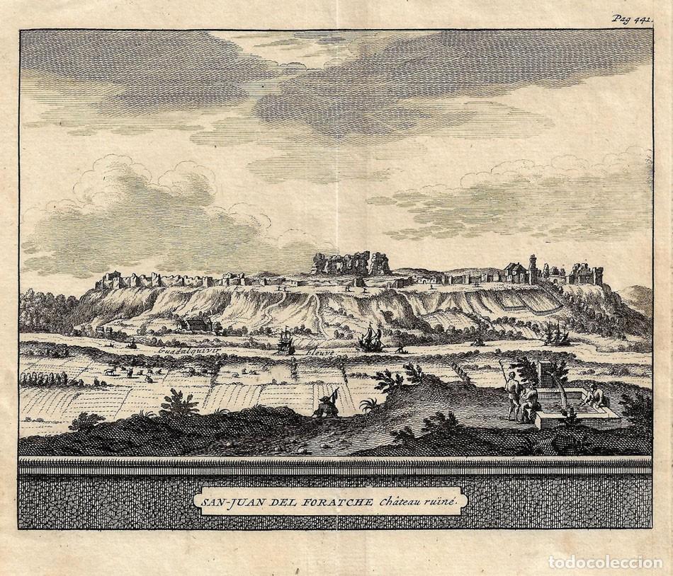 Art: Grabado del siglo XVIII. Vista de San Juan de Aznalfarache, Sevilla.