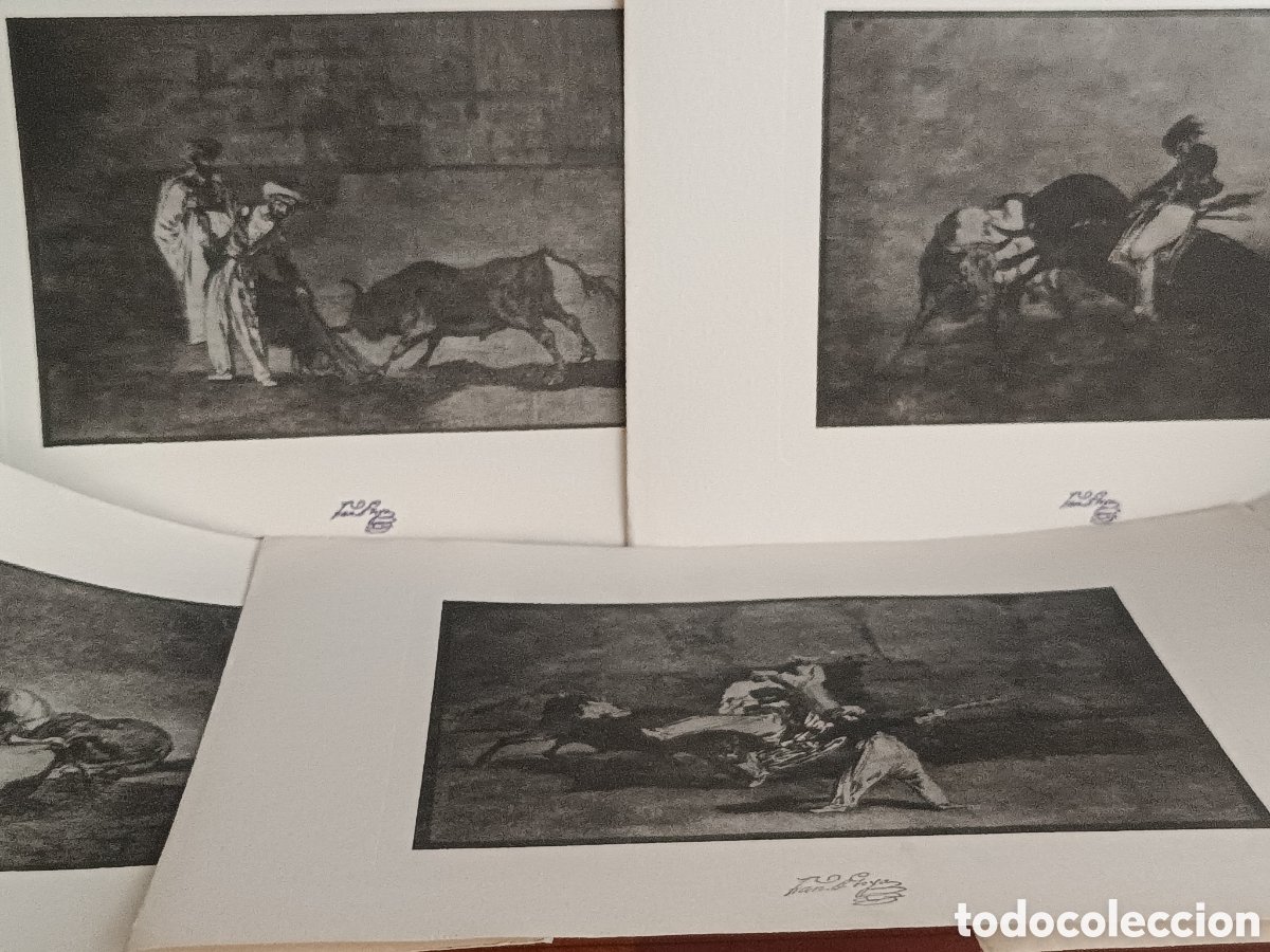 Arte: LOTE DE 5 L&Aacute;MINAS DE GOYA- SERIE LA TAUROMAQUIA 49,5 x 33 cm