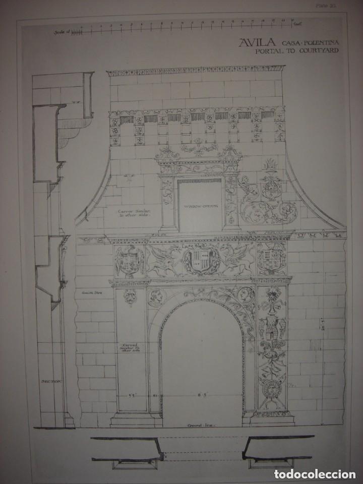 Arte: GRABADO ARQUITECTURA RENACENTISTA,CASA POLENTINA, &Aacute;VILA, FACHADA Y DETALLES, 1893, PRENTICE