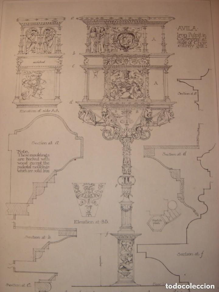 Arte: GRABADO ORNAMENTAL RENACENTISTA,P&Uacute;LPITO CATEDRAL &Aacute;VILA, SECCIONES Y DETALLES, 1893, PRENTICE