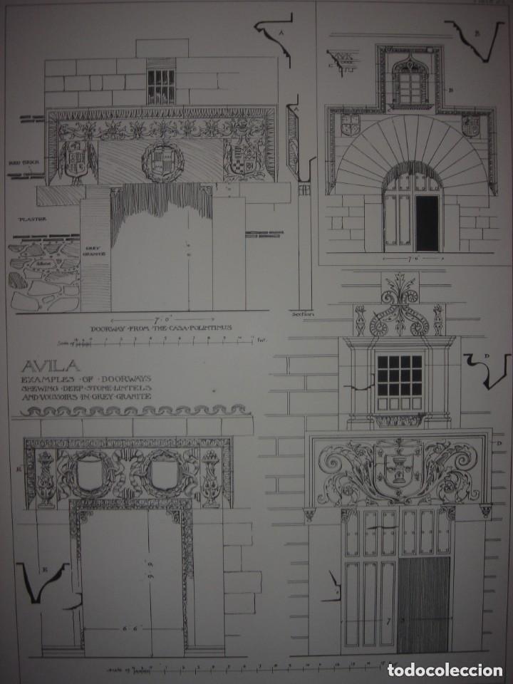 Arte: GRABADO ARQUITECTURA RENACENTISTA, VARIOS DINTELES EN PIEDRA, &Aacute;VILA, DETALLES, 1893, PRENTICE