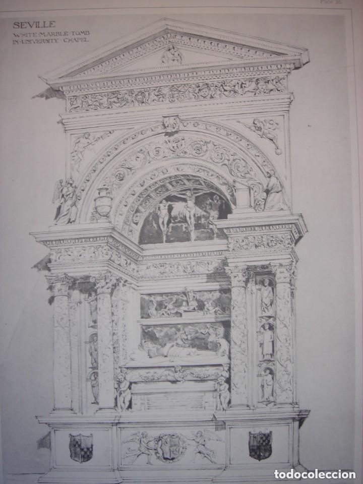 Arte: GRABADO ARQUITECTURA RENACENTISTA, SEPULCRO, IGLESIA ANUNCIACI&Oacute;N, SEVILLA, 1893, PRENTICE.