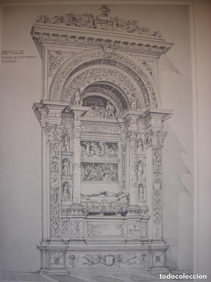 Arte: GRABADO ARQUITECTURA RENACENTISTA, SEPULCRO, IGLESIA ANUNCIACI&Oacute;N, SEVILLA, 1893, PRENTICE.