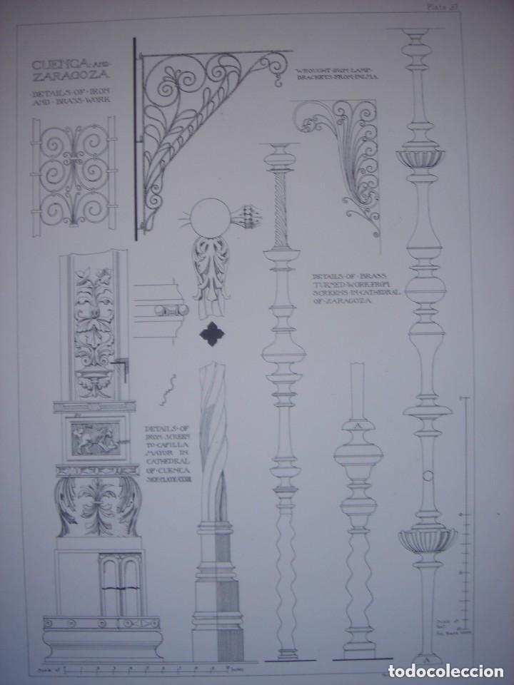 Arte: GRABADO DETALLES ORNAMENTALES RENACENTISTAS CATEDRAL DE CUENCA Y DE ZARAGOZA, 1893, PRENTICE.
