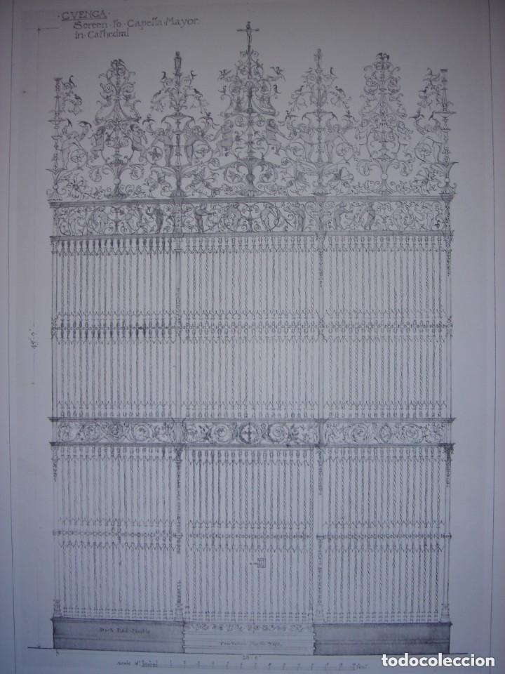 Arte: GRABADO ARQUITECTURA RENACENTISTA, REJA CAPILLA MAYOR, CATEDRAL CUENCA, DETALLES, 1893, PRENTICE.
