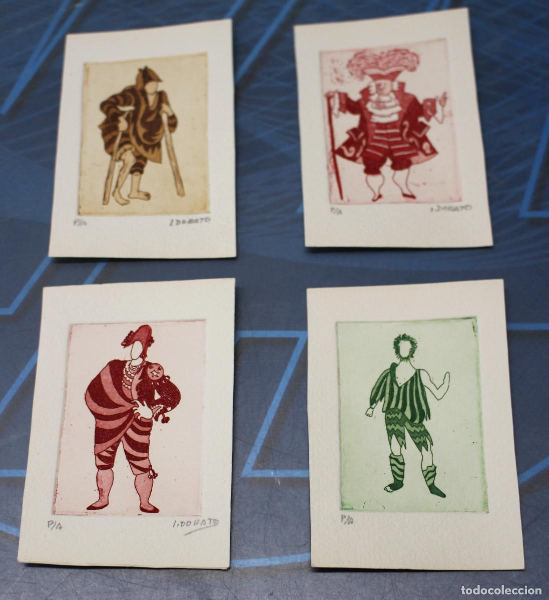 Arte: 4 grabados de figurines del ballet &rdquo;El Sombrero de Tres Picos&rdquo; de Pablo Picasso