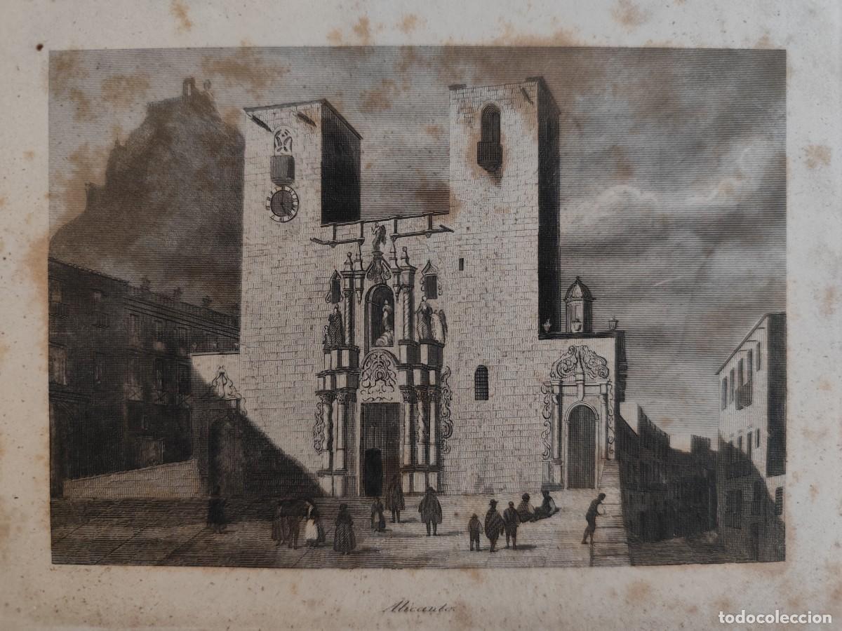 Arte: GRABADO VISTA DE LA BASILICA DE SANTA MARIA, ALICANTE. ANTONIO ROCA SALLENT, SOBRE 1850
