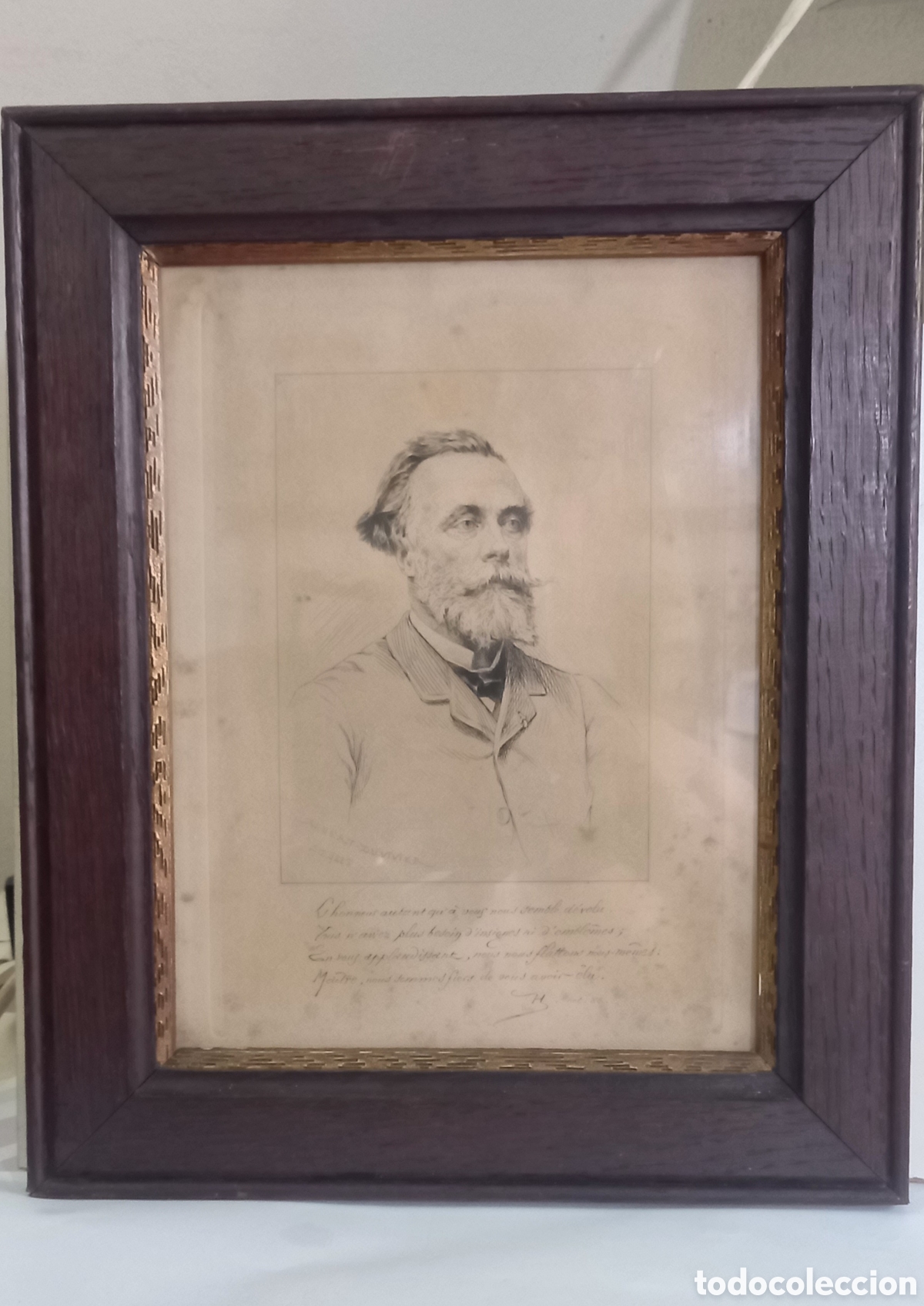 Arte: AGUAFUERTE DE ALBERT DUVIVIER DE 1886 CON RETRATO DE LOUIS DE COURMONT.