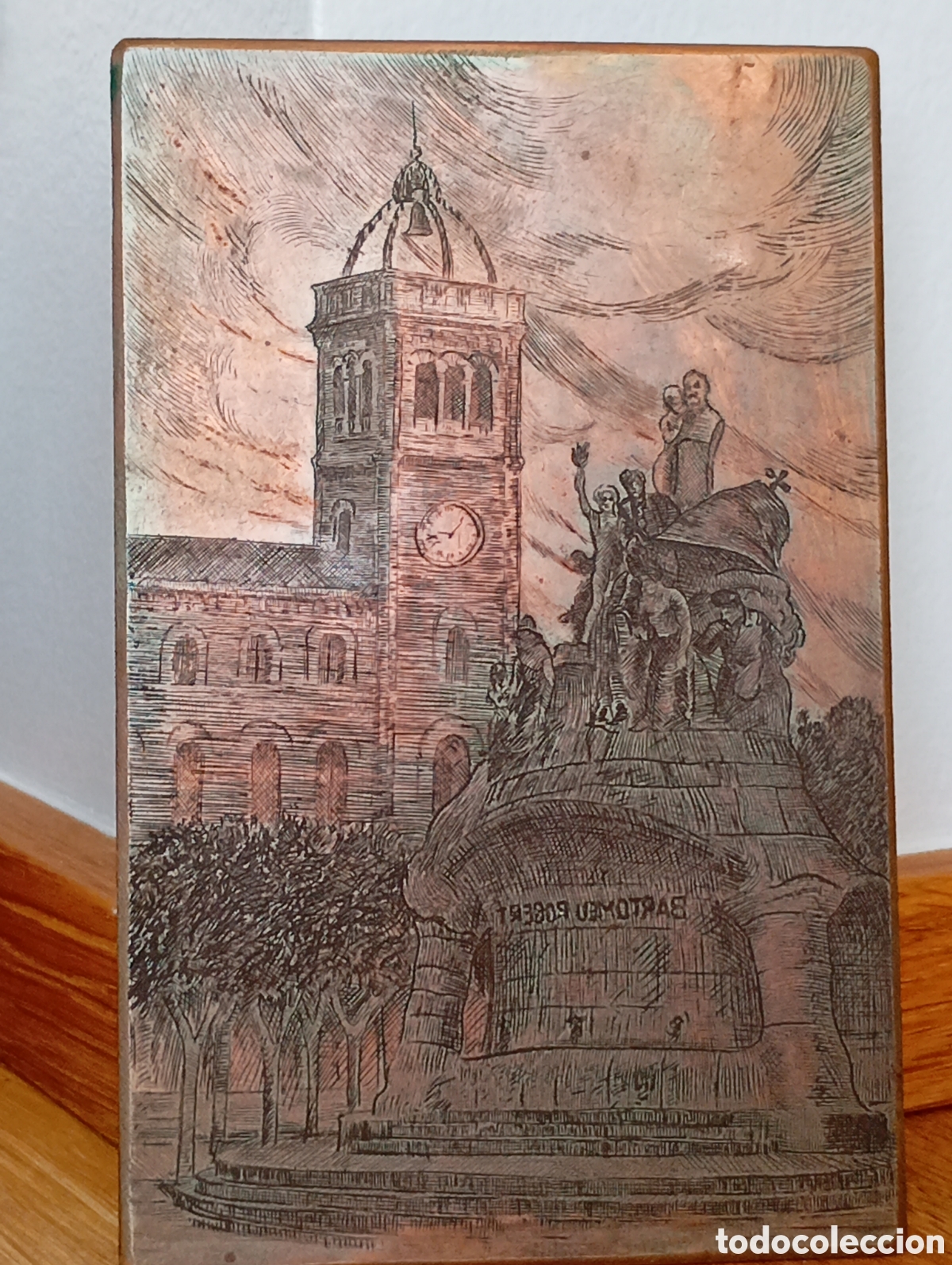 Arte: Placa de bronce grabada para imprimir.Barcelona. - Foto 2