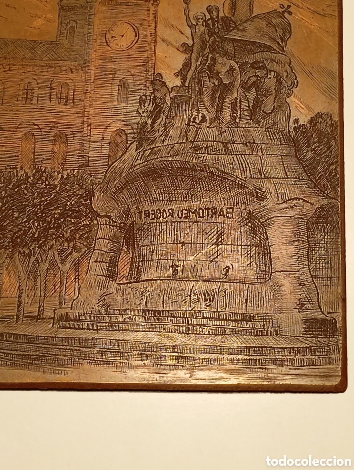 Arte: Placa de bronce grabada para imprimir.Barcelona. - Foto 3