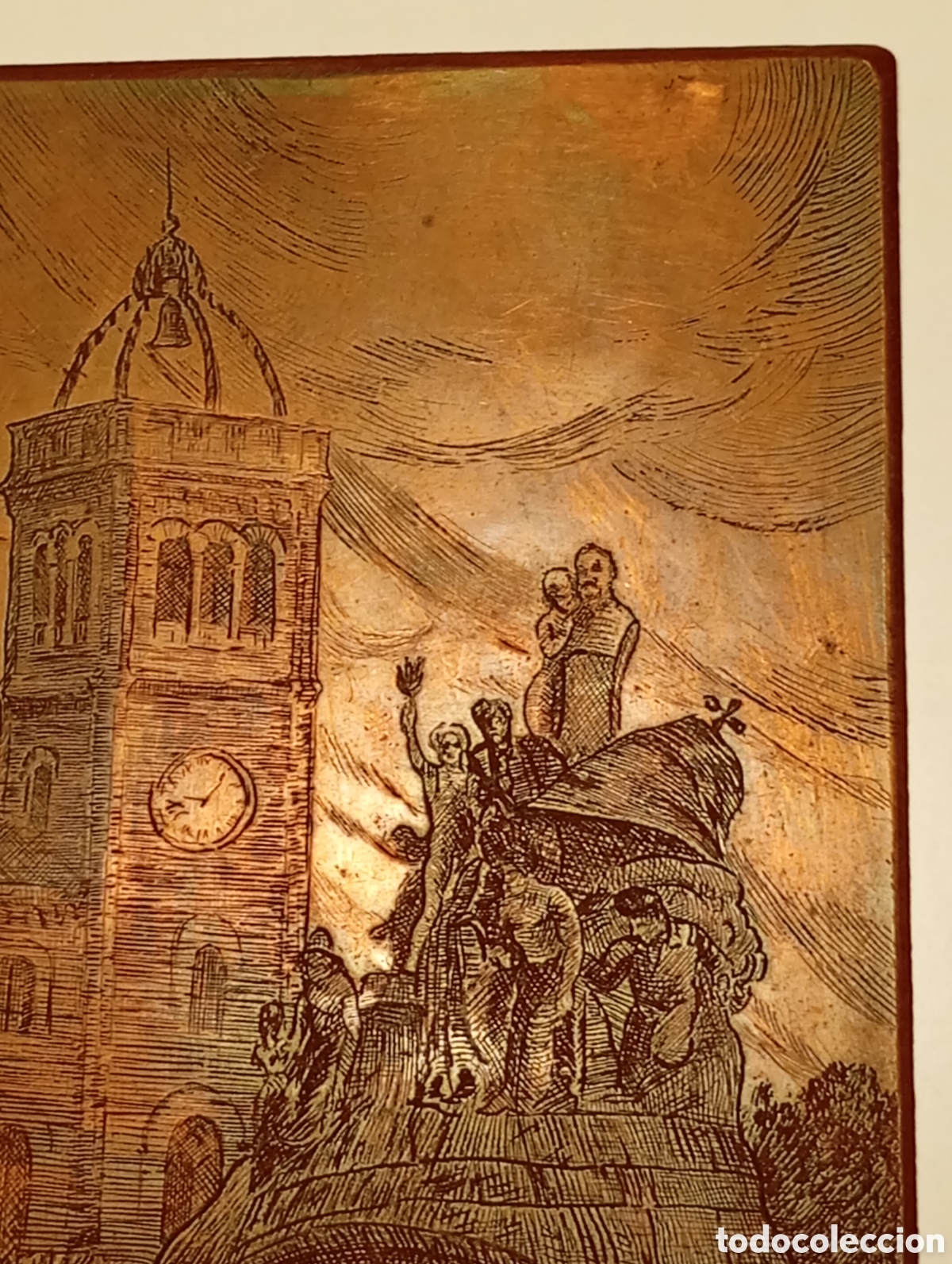 Arte: Placa de bronce grabada para imprimir.Barcelona. - Foto 4