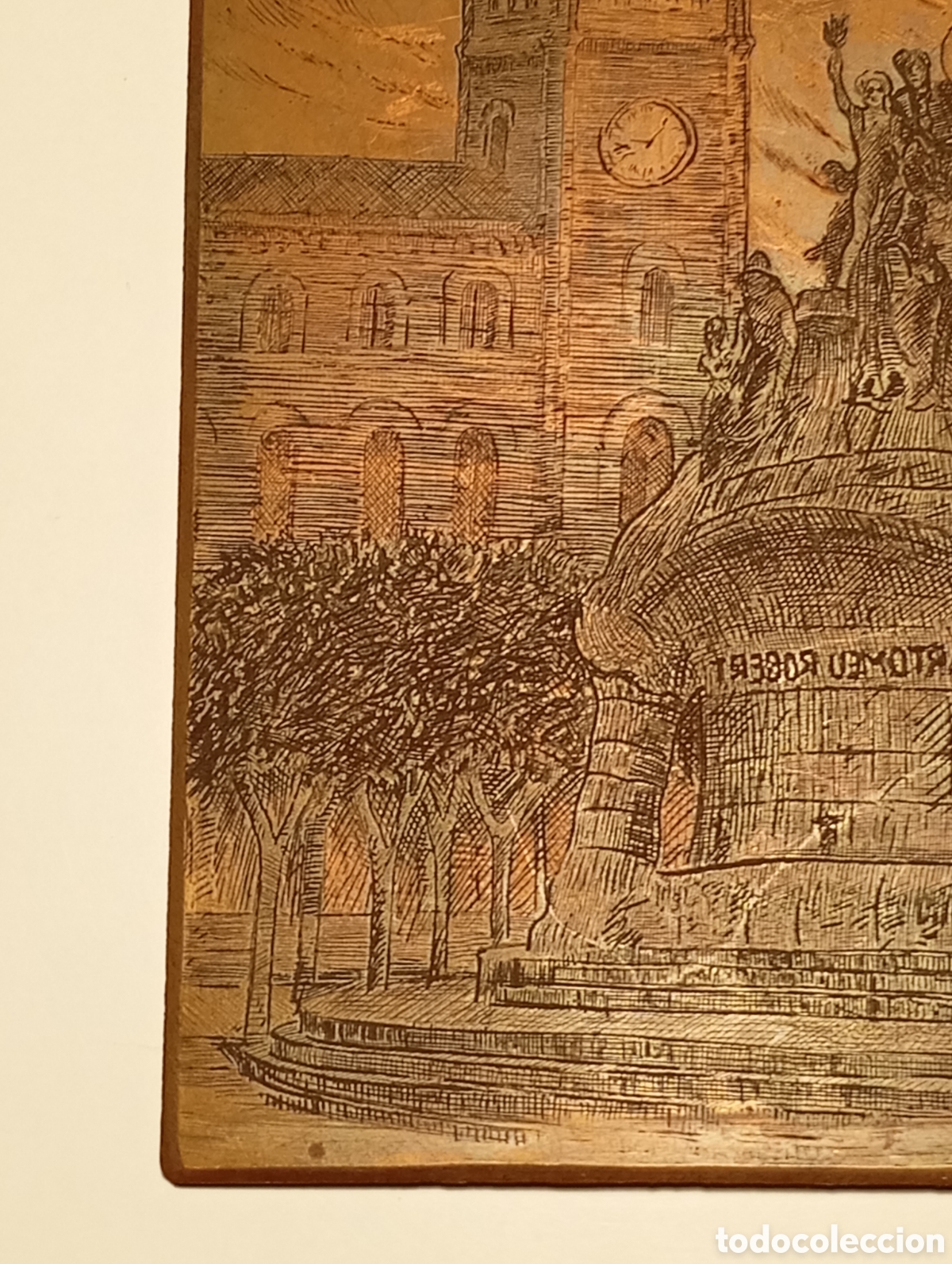 Arte: Placa de bronce grabada para imprimir.Barcelona. - Foto 5