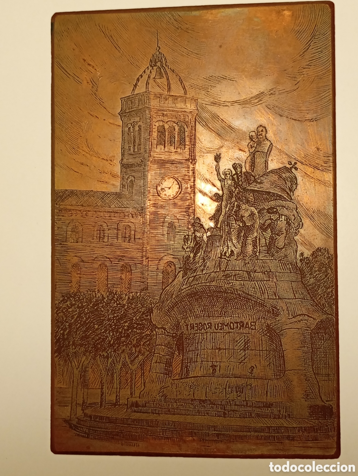 Arte: Placa de bronce grabada para imprimir.Barcelona. - Foto 7