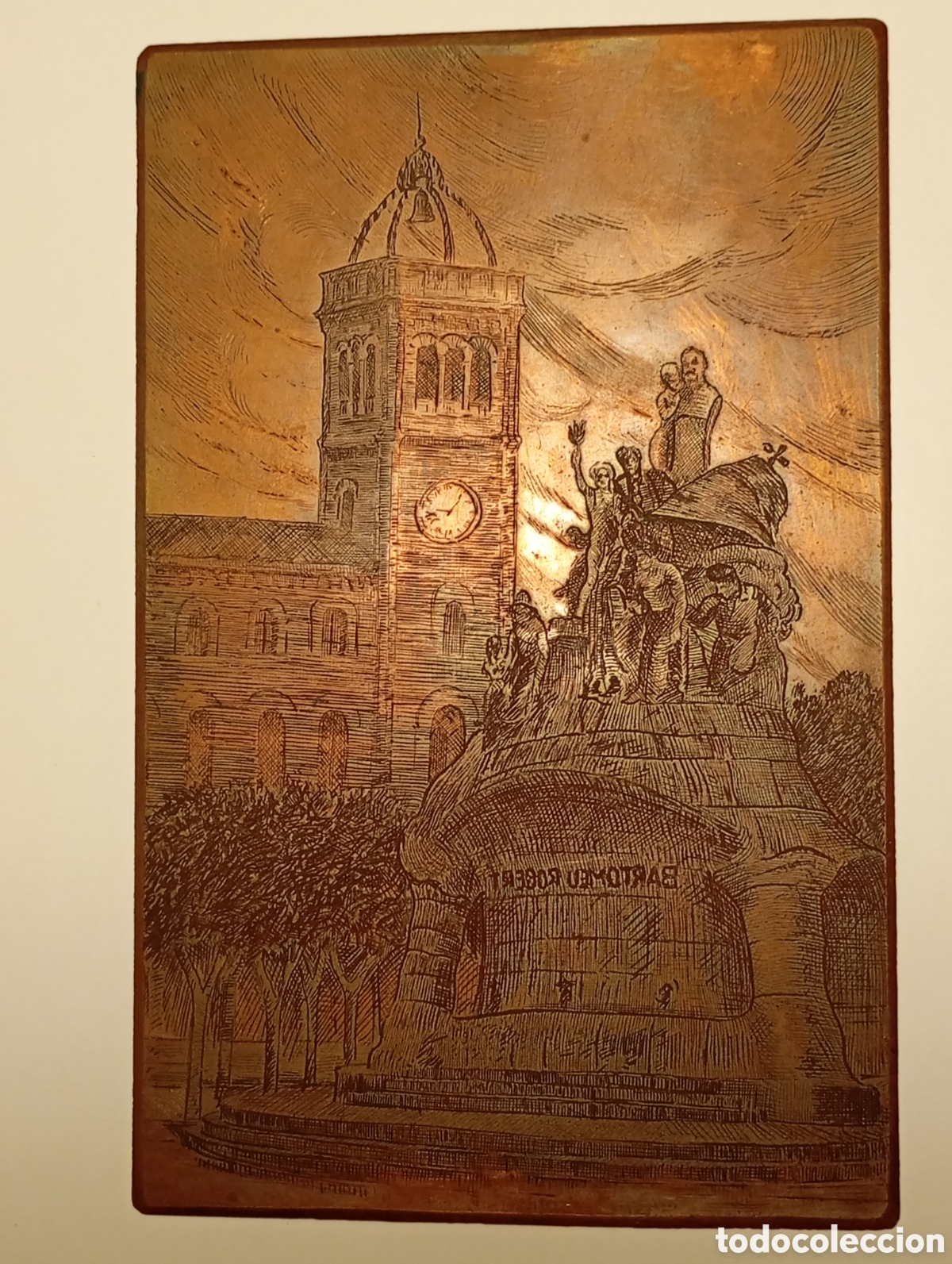 Arte: Placa de bronce grabada para imprimir.Barcelona. - Foto 1