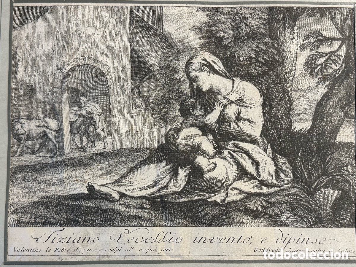 Arte: Grabado antiguo - Tiziano - Valentino Le Febre - Siglo XVIII