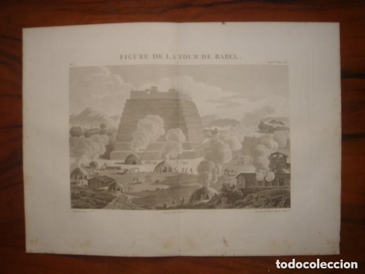 Arte: ESPL&Eacute;NDIDO GRABADO TORRE DE BABEL, ORIGINAL, PARIS, CALMET/ FORTIER/BOVINET ,1836,UNA MARAVILLA