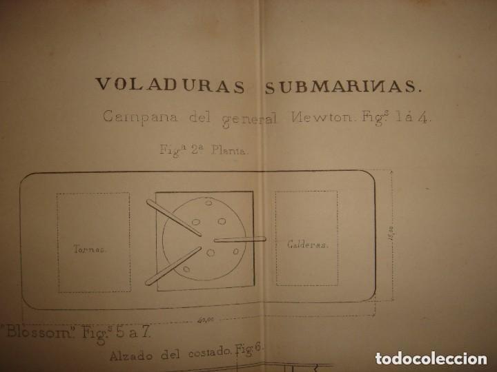 Arte: GRABADO TECNOLOG&Iacute;A, SIGLO XIX, VOLADURAS SUBMARINAS, MADRID, ORIGINAL 1879.