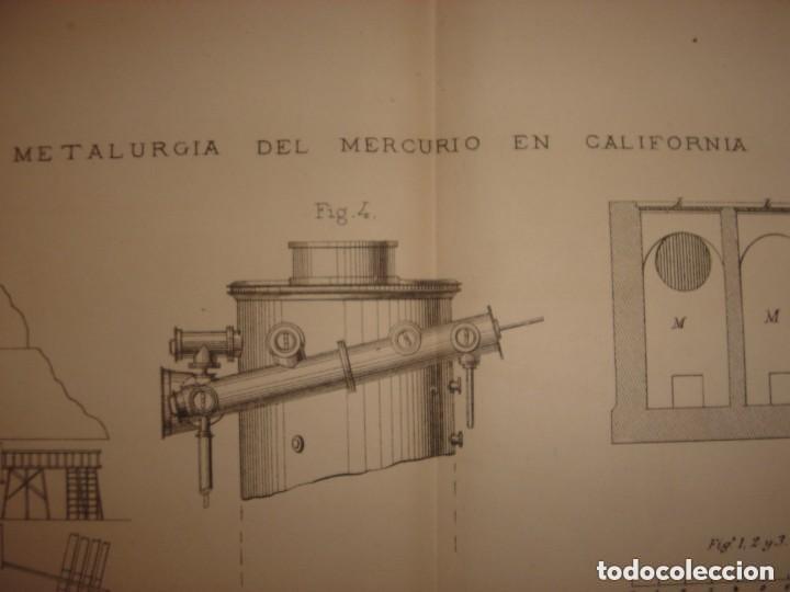 Arte: GRABADO TECNOLOG&Iacute;A, SIGLO XIX, METALURGIA DEL MERCURIO EN CALIFORNIA, USA, ORIGINAL, MADRID, 1879.
