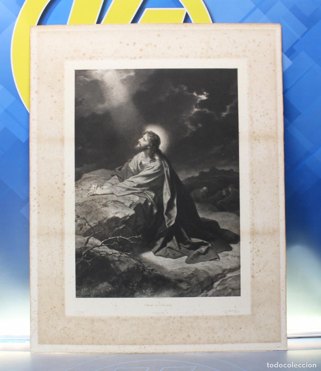 Arte: Antiguo grabado de &rdquo;Cristo en Getseman&iacute;&rdquo; de Heinrich Hofmann. Numerada.