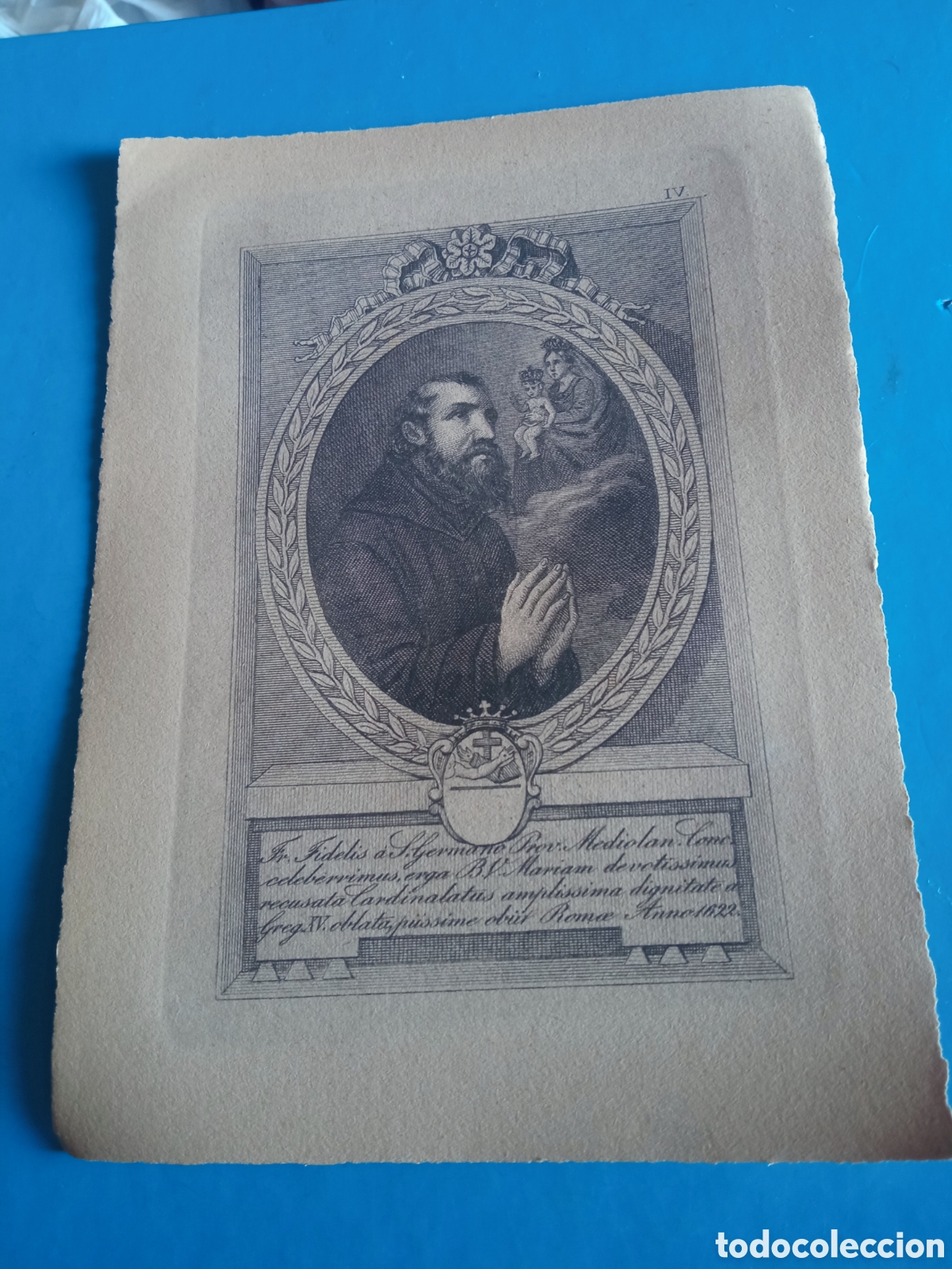 Arte: Antiguo grabado religioso, mide 16,7x12,2 cm