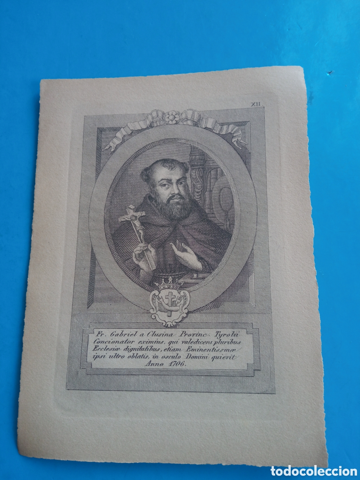 Arte: Antiguo grabado religioso, mide 16,7x12,2 cm