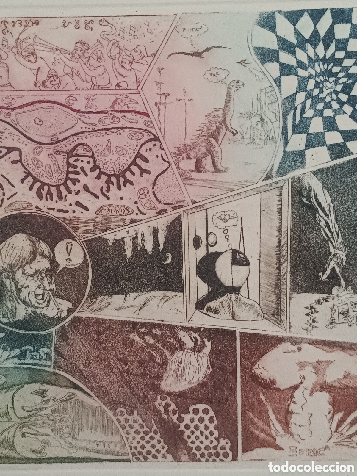 Arte: GRABADO CALCOGR&Aacute;FICO ORIGINAL 1971- C&Oacute;MIC SURREAL POP ART GALER&Iacute;A EGAM- MADRID OBRA &Uacute;NICA