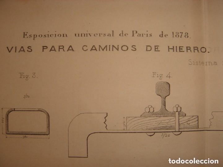 Arte: GRABADO TECNOLOG&Iacute;A, SIGLO XIX, VIAS PARA CAMINO DE HIERRO, ORIGINAL, MADRID, 1879.