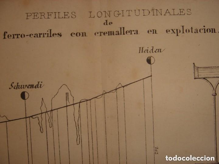 Arte: GRABADO TECNOLOG&Iacute;A, SIGLO XIX, FERROCARRILES CON CREMALLERA EN EXPLOTACI&Oacute;N, ORIGINAL, MADRID, 1879.