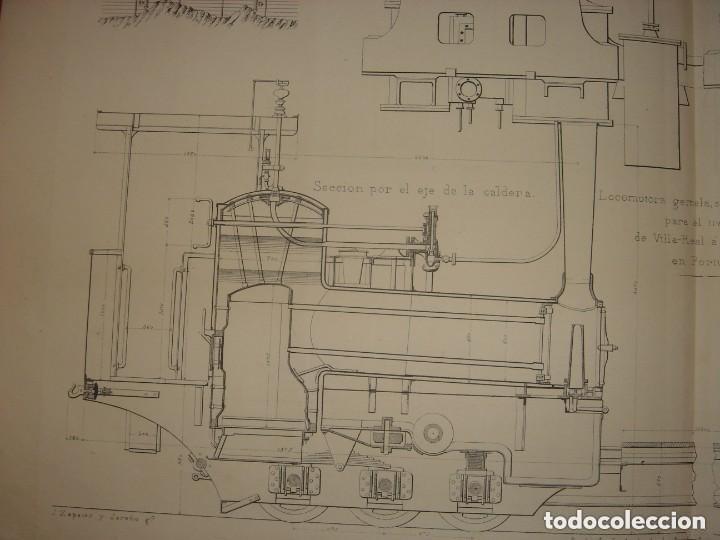 Arte: GRABADO TECNOLOG&Iacute;A, SIGLO XIX, FERROCARRILES, MAQUINA DE VAPOR DE BERNAY, ORIGINAL, MADRID, 1879.