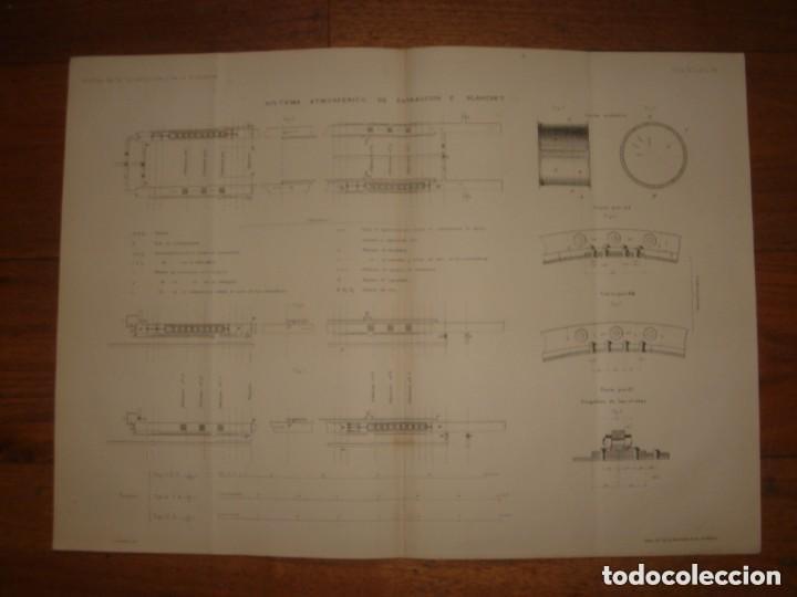 Arte: GRABADO TECNOLOG&Iacute;A, SIGLO XIX, SISTEMA ATMOSF&Eacute;RICO DE EXTRACCI&Oacute;N, BLANCHET, ORIGINAL, MADRID, 1879.