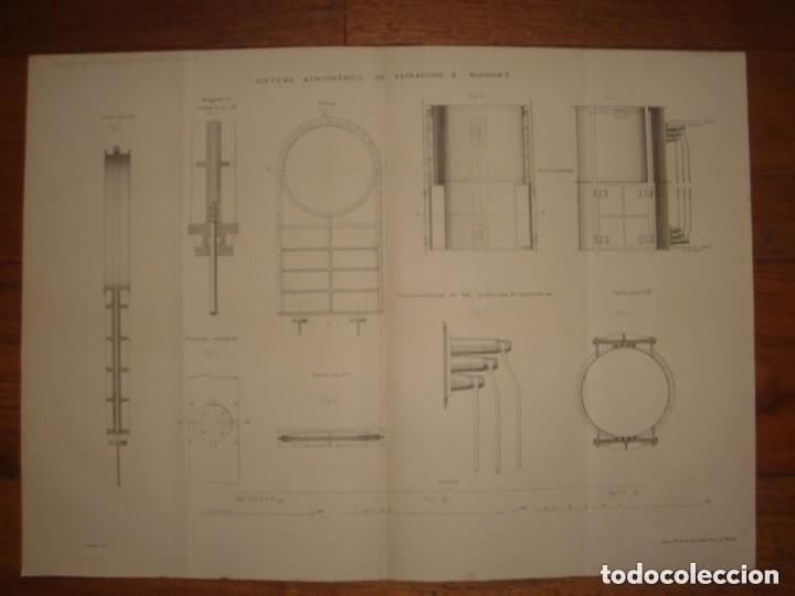 Arte: GRABADO TECNOLOG&Iacute;A, SIGLO XIX, SISTEMA ATMOSF&Eacute;RICO DE EXTRACCI&Oacute;N, BLANCHET, ORIGINAL, MADRID, 1879.
