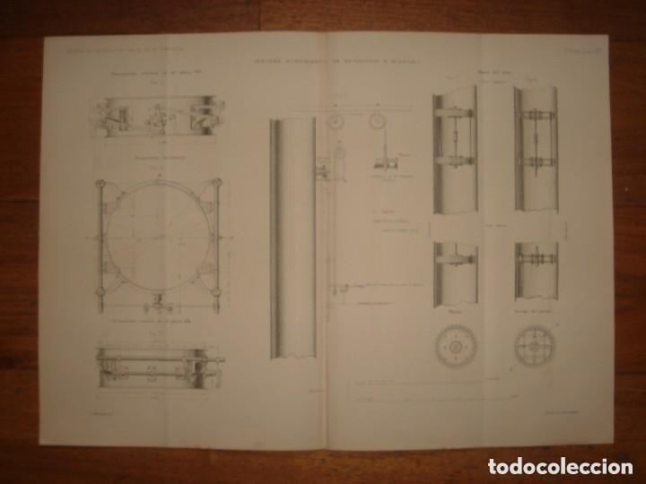Arte: GRABADO TECNOLOG&Iacute;A, SIGLO XIX, SISTEMA ATMOSF&Eacute;RICO DE EXTRACCI&Oacute;N, BLANCHET, ORIGINAL, MADRID, 1879.