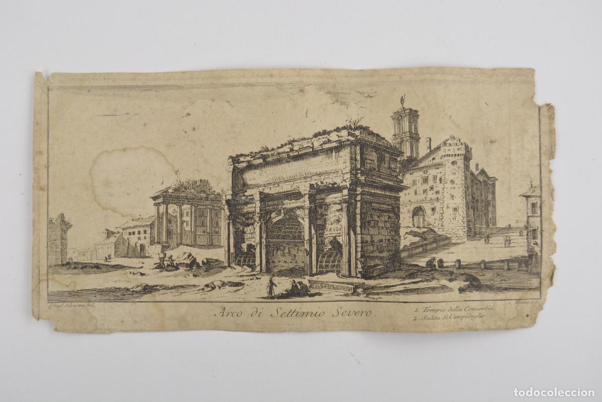 Arte: Arco di Settimio Severo, Giovanni Battista Piranesi, grabado, aguafuerte. 26x13,5cm