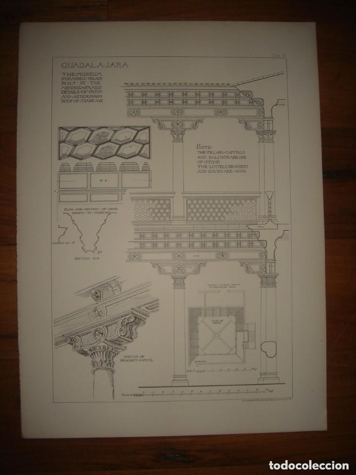 Arte: GRABADO DETALLES ORNAMENTALES RENACENTISTAS PALACIO DEL INFANTADO, GUDALAJARA, 1893, PRENTICE.