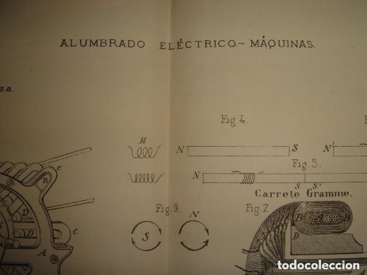 Arte: GRABADO TECNOLOG&Iacute;A, SIGLO XIX, ALUMBRADO EL&Eacute;CTRICO M&Aacute;QUINAS, ORIGINAL, MADRID, 1879.