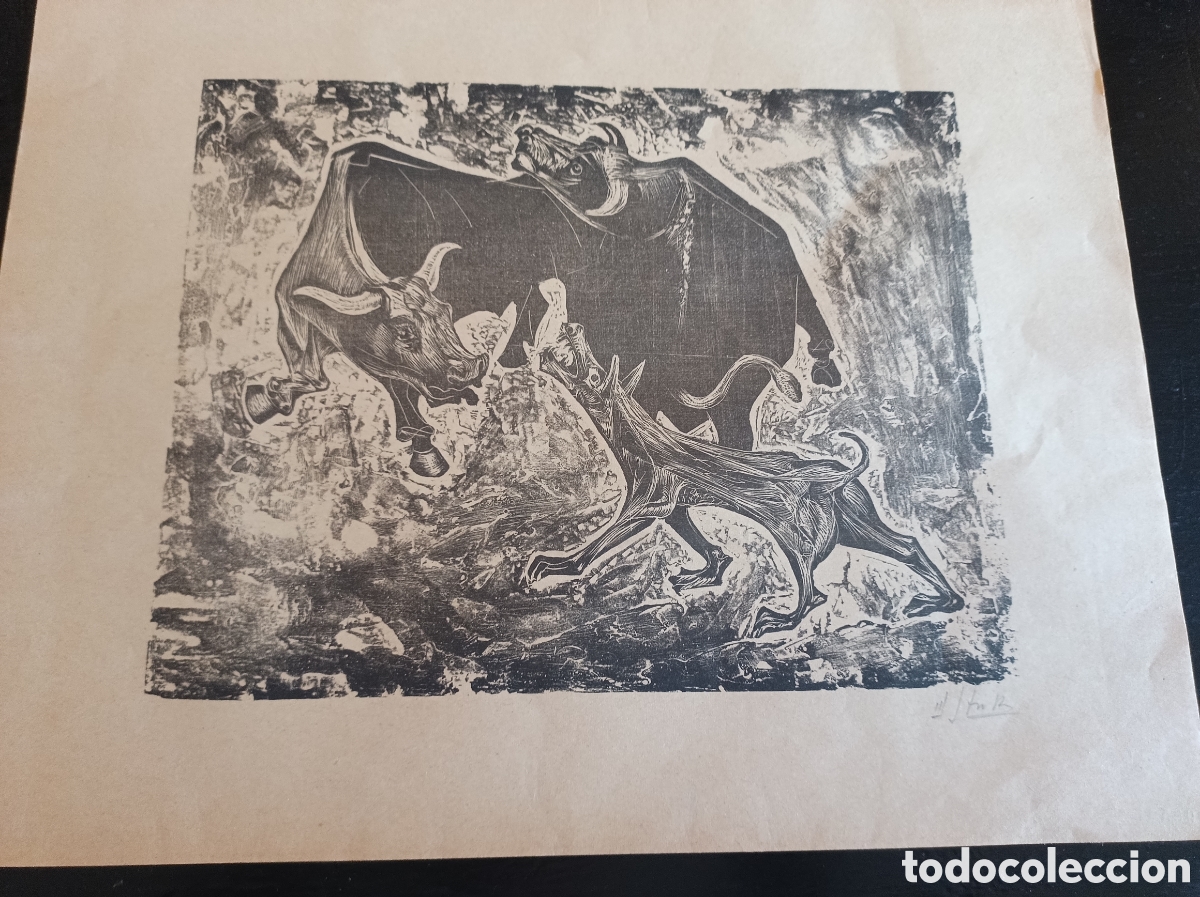 Arte: Grabado en cemento sobre papel del artista boliviano W. Sol&oacute;n Romero