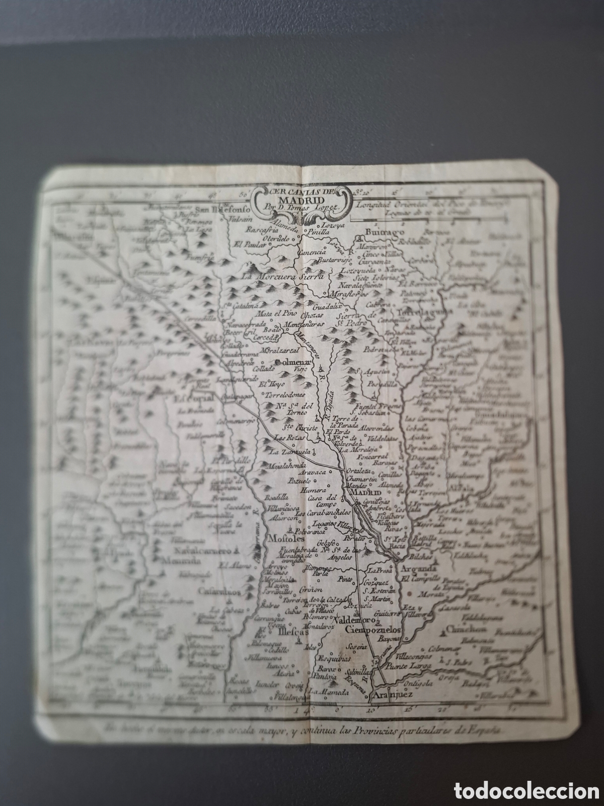 Arte: Mapa Cercanias de Madrid - Tom&aacute;s L&oacute;pez - circa 1788