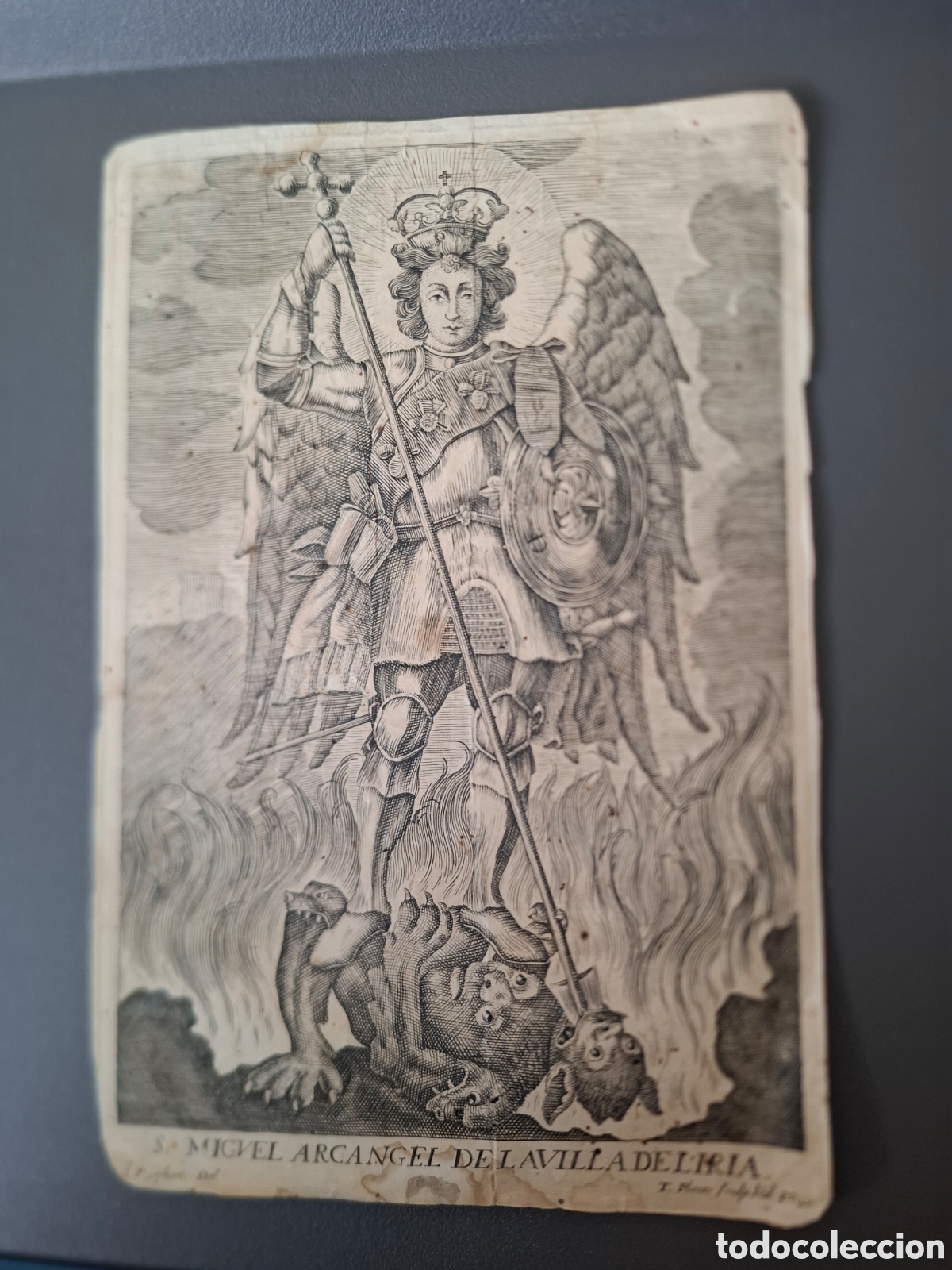 Arte: Grabado-San Miguel Arcangel de la Villa de Liria - 1729