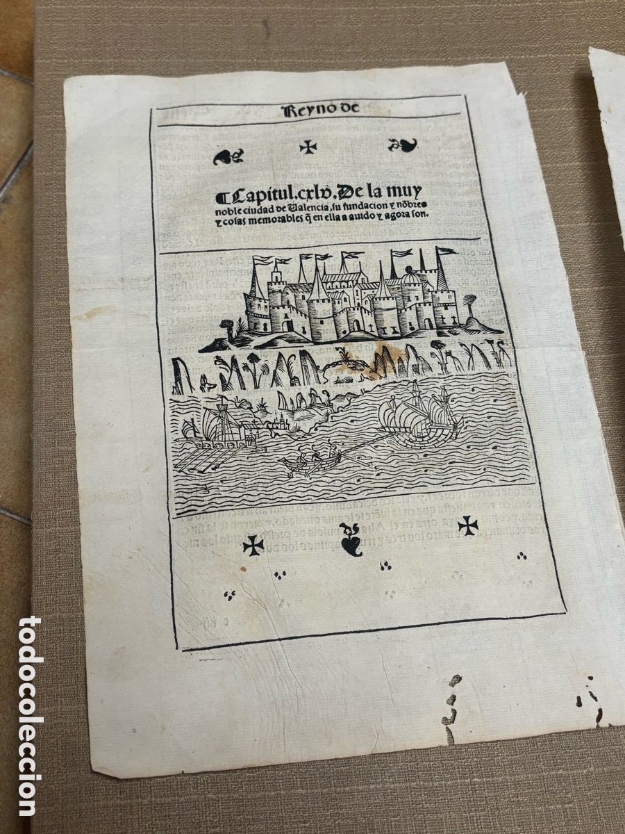 Arte: A&Ntilde;O 1548. GRABADO XILOGRAF&Iacute;A VISTA DE VALENCIA Y TEXTO DE DESCRIPCI&Oacute;N. TEXTO ESPA&Ntilde;OL. G&Oacute;TICO.