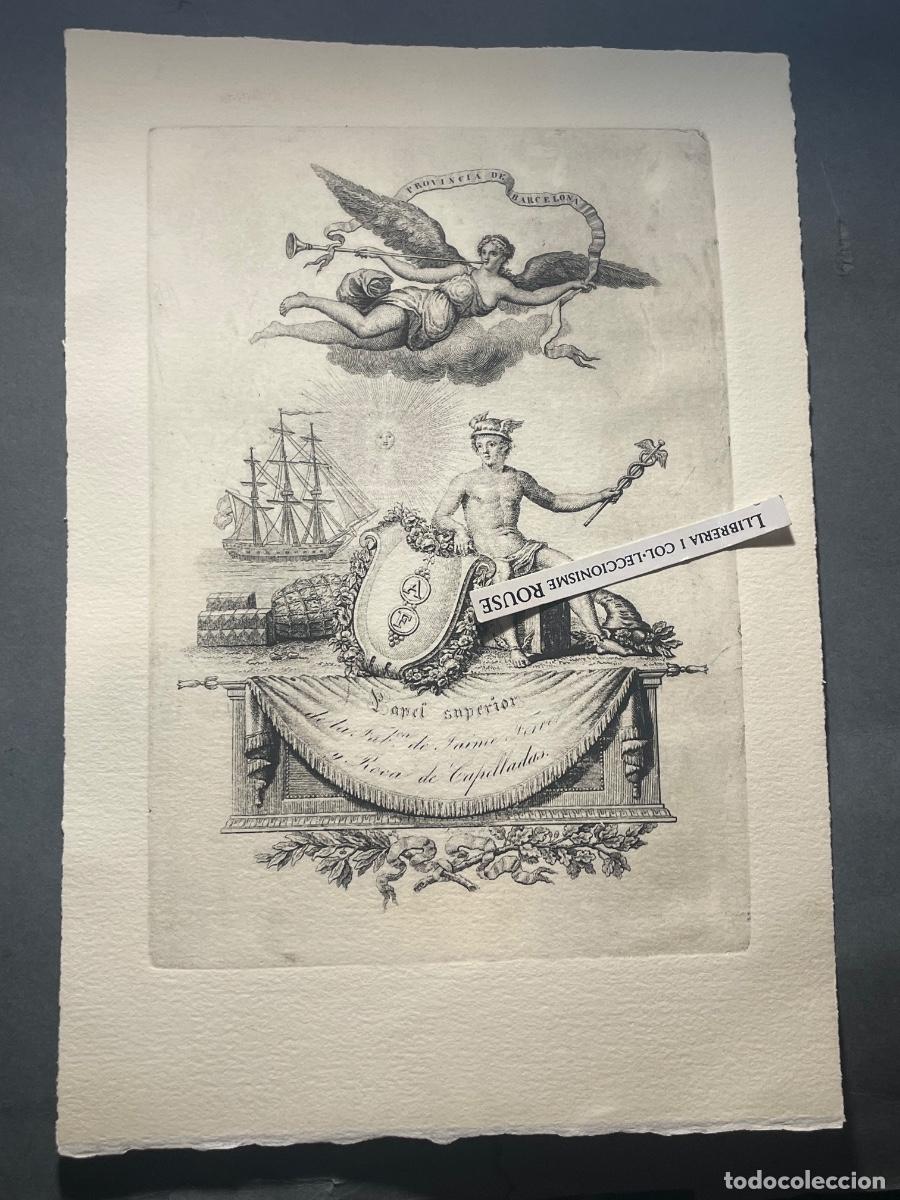 Arte: CAPELLADAS - GRABADO - PAPEL SUPERIOR DE LA FAB.ca DE JAIME FERRER Y ROCA DE CAPELLADAS