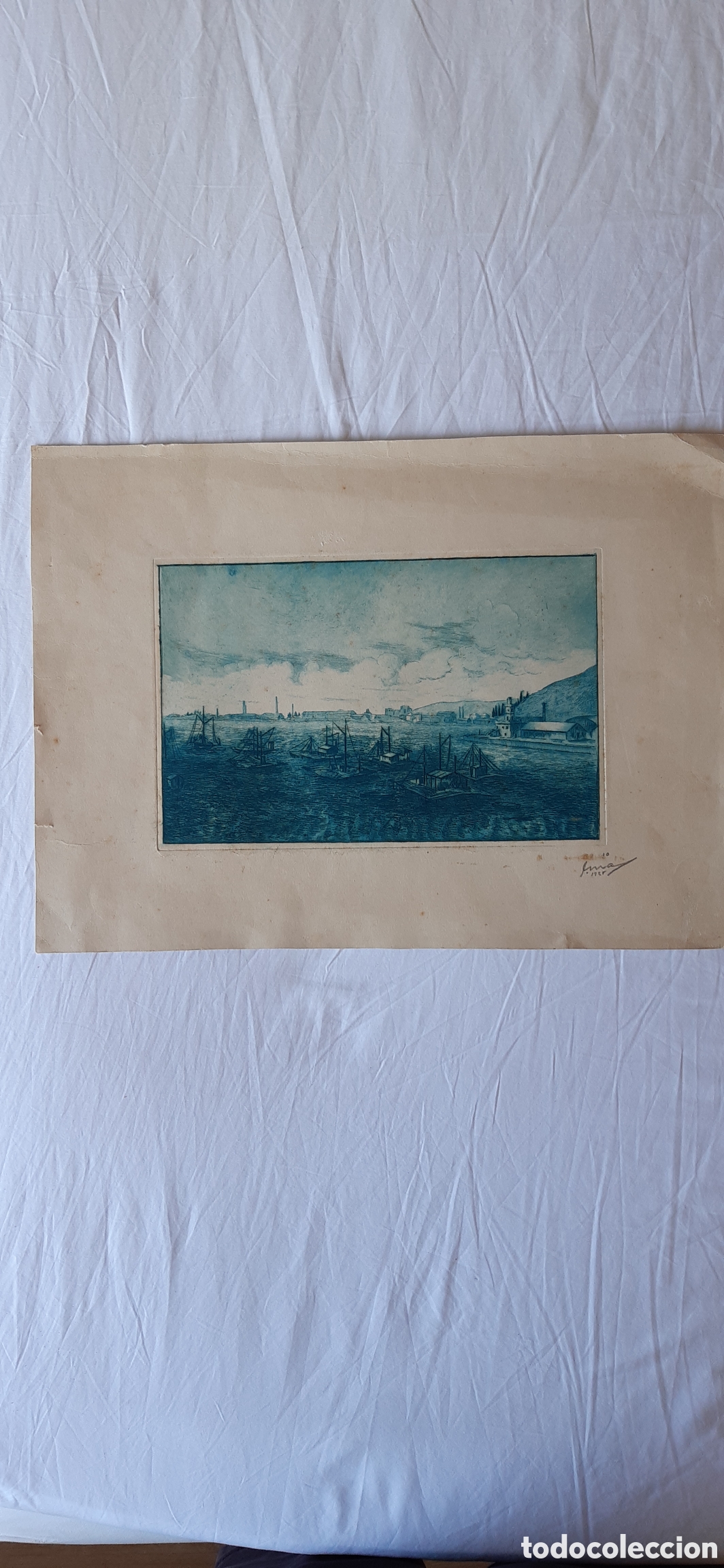 Arte: Grabado,Barcos anclados.