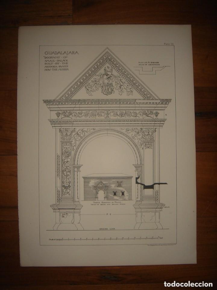 Arte: GRABADO DETALLES ORNAMENTALES RENACENTISTAS PALACIO DEL INFANTADO, GUDALAJARA, 1893, PRENTICE.