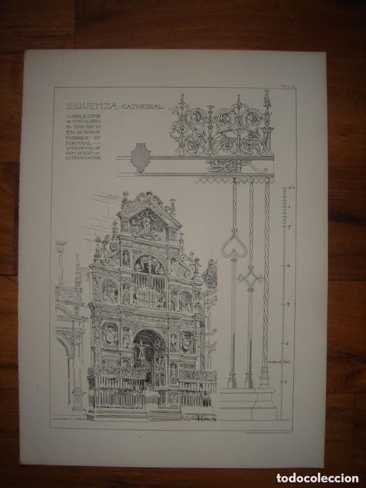 Arte: GRABADO DETALLES ORNAMENTALES RENACENTISTAS CATEDRAL DE SIGUENZA, GUDALAJARA, 1893, PRENTICE.