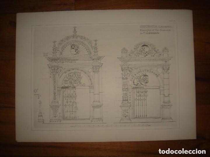 Arte: GRABADO DETALLES ORNAMENTALES RENACENTISTAS CATEDRAL DE SIGUENZA, GUDALAJARA, 1893, PRENTICE.