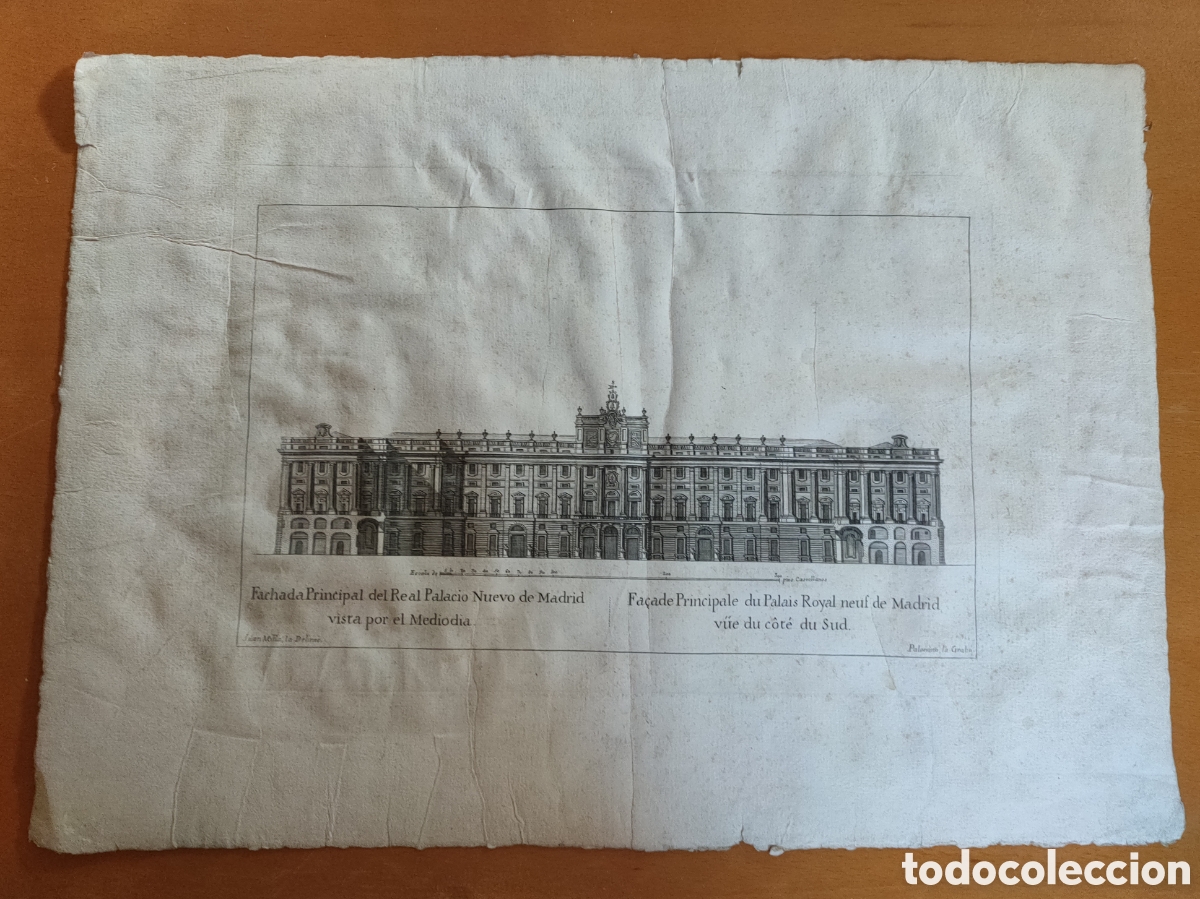 Arte: Fachada principal del Real Palacio nuevo de Madrid, vista mediodia. J. Milla, Palomino 1790