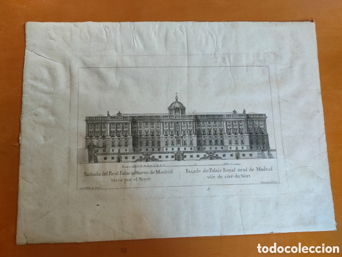 Arte: Fachada del Real Palacio nuevo de Madrid, vista por el Norte. J.Milla, Palomino. 1790