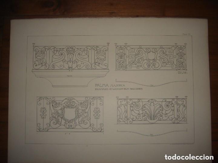 Arte: GRABADO ORNAMENTACI&Oacute;N RENACENTISTA, DETALLE BALCONES, PALMA DE, MALLORCA,1893, PRENTICE