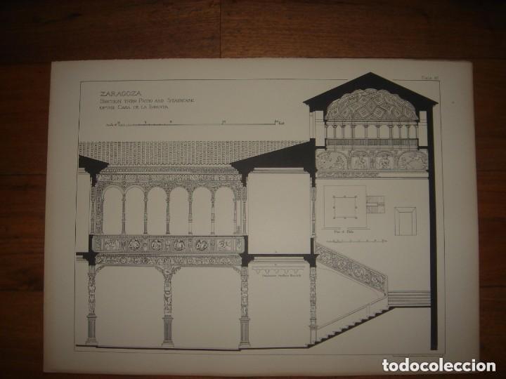 Arte: ESPL&Eacute;NDIDO GRABADO ARQUITECTURA RENACENTISTA, CASA INFANTA SECCI&Oacute;N PATIO, ZARAGOZA, ,1893, PRENTICE