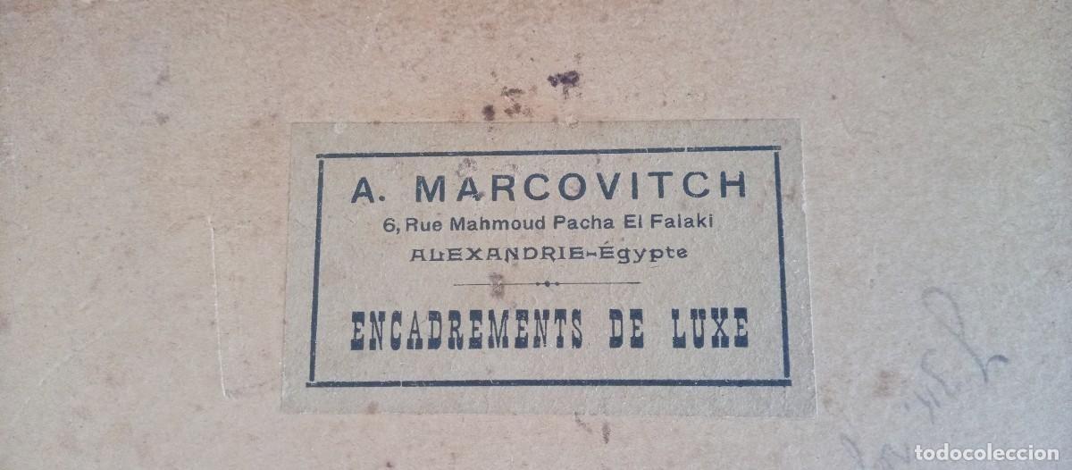 Arte: Antiguo cuadro con grabado firmado y etiqueta A. Marcovitch Alexandrie Egypte enmarcaciones de lujo